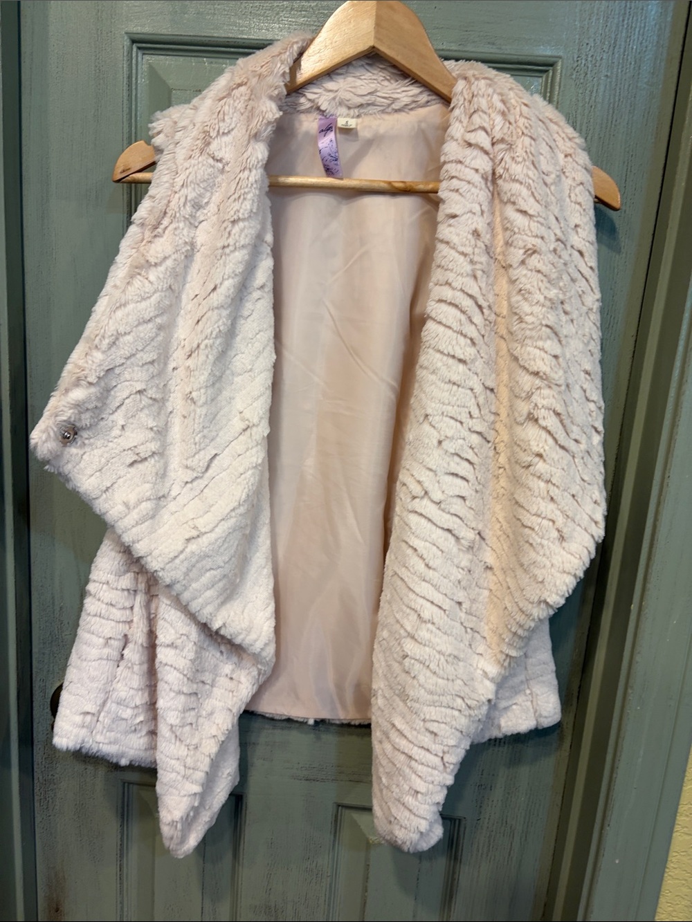 Alya Blush Faux Fur Open Drape Vest
